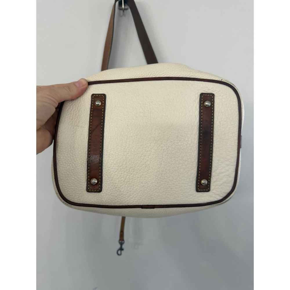 DOONEY & BOURKE Cream Pebbled Leather Small Drawstring Bucket Bag Shoulder Bag - Picture 4 of 16